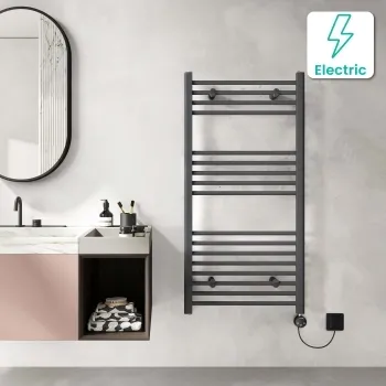Barcelona Electric Anthracite Straight Heated Towel Rail 1200x600mm