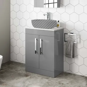 Avon Stone Grey Cabinet with Marble Top 600mm - Excludes Counter Top Basin