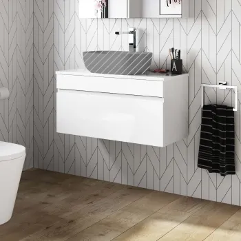 Trent Gloss White Wall Hung Drawer 800mm - Excludes Counter Top Basin