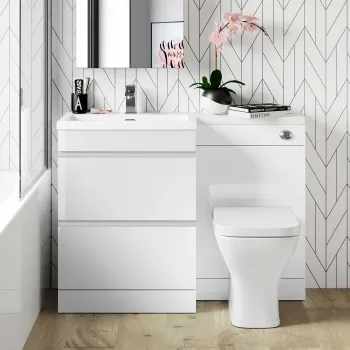 Trent Gloss White Combination Basin Drawer and Atlanta Toilet 1100mm - Left Handed