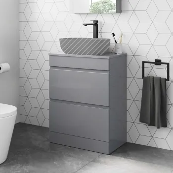 Trent Stone Grey Drawer 600mm - Excludes Counter Top Basin
