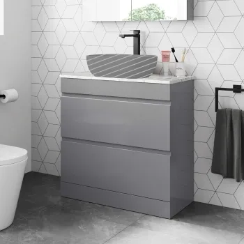 Trent Stone Grey Drawer with Marble Top 800mm - Excludes Counter Top Basin