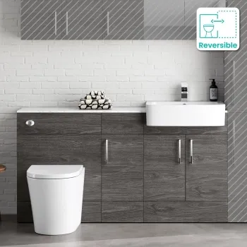 Harper Charcoal Elm Combination Vanity Basin with Marble Top & Boston Toilet 1500mm