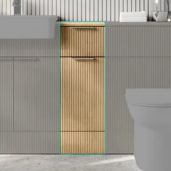 Sicily Fluted Country Oak Side Cabinet Unit 300mm - Chrome Handles