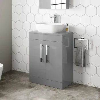 Avon Stone Grey Vanity with Curved Counter Top Basin 600mm
