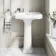 Hudson Traditional Toilet With Midnight Green Seat & Pedestal Basin Set - Double Tap Hole