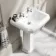 Hudson Traditional Toilet With Midnight Green Seat & Pedestal Basin Set - Double Tap Hole