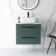 Elba Midnight Green Wall Hung Drawer Vanity with Marble Top & Curved Counter Top Basin 600mm - Black Accents