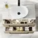 Elba Dawn Oak Wall Hung Drawer Vanity with Marble Top & Oval Counter Top Basin 800mm - Black Accents