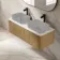 Sorrento Fluted Country Oak Double Wall Hung Drawer Vanity with Marble Top 1200mm - Excludes Counter Top Basin
