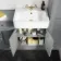 Monaco Dove Grey Combination Vanity Basin 1500mm (Excludes Pan & Cistern) - Brushed Brass Accents