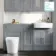 Monaco Dove Grey Combination Vanity Basin and Boston Toilet 1500mm - Brushed Brass Accents