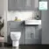 Monaco Dove Grey Combination Vanity Traditional Basin and Seattle Toilet 1200mm - Brushed Brass Accents
