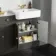 Monaco Graphite Grey Combination Vanity Basin with Marble Top and Seattle Toilet 1500mm - Brushed Brass Accents