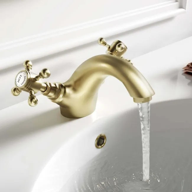 Tweed Traditional Brushed Brass Basin Mixer Tap