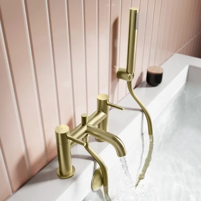 Selma Brushed Brass Bath Filler & Handheld Shower