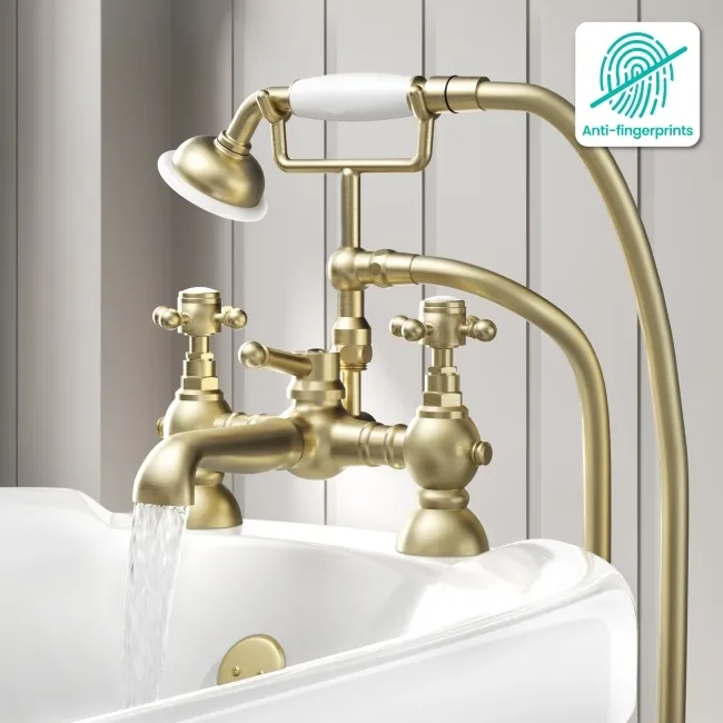 Tweed Traditional Brushed Brass Bath Shower Mixer Tap
