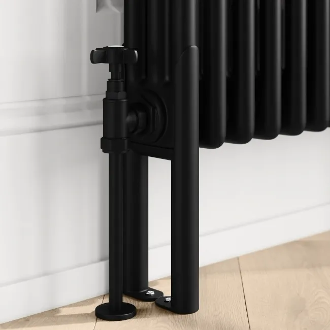 Athens Matt Black Triple Column Vertical Traditional Radiator 1500x380mm