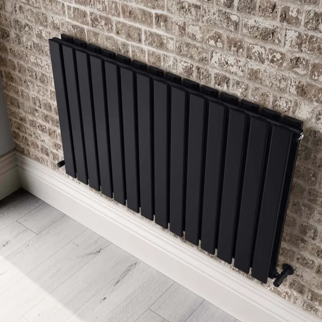 Faro Matt Black Double Flat Panel Horizontal Radiator 600x980mm