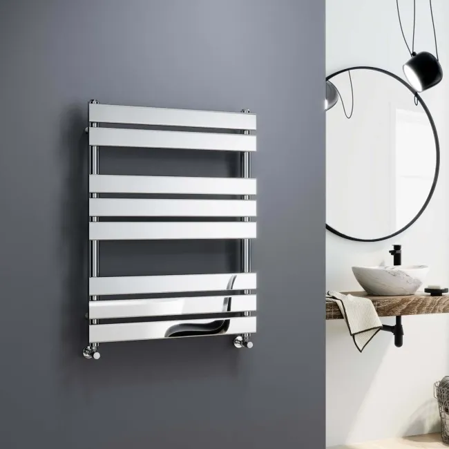 Santorini Chrome Flat Panel Heated Towel Rail 800x600mm