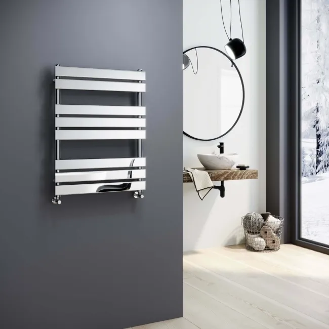 Santorini Chrome Flat Panel Heated Towel Rail 800x600mm