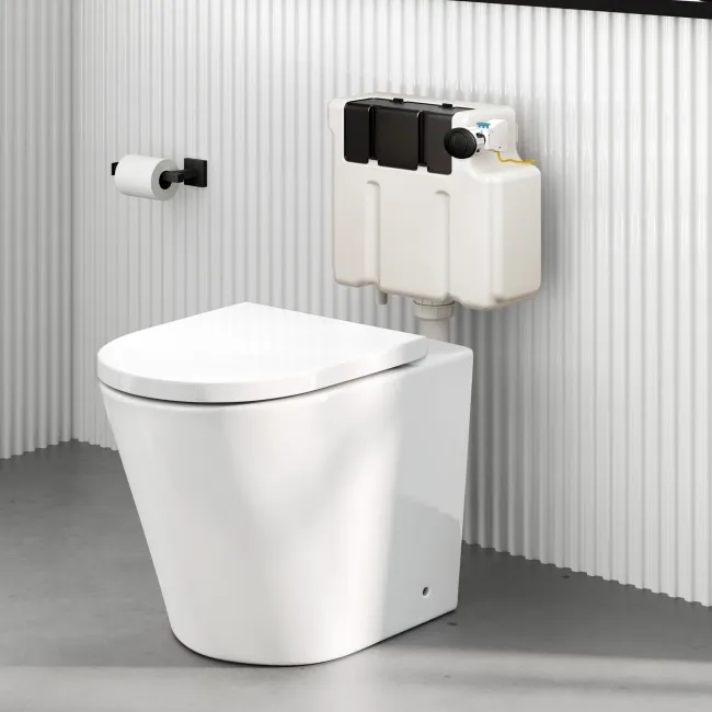 Detroit Cable Operated Concealed Cistern with Matt Black Push Button Dia.60mm