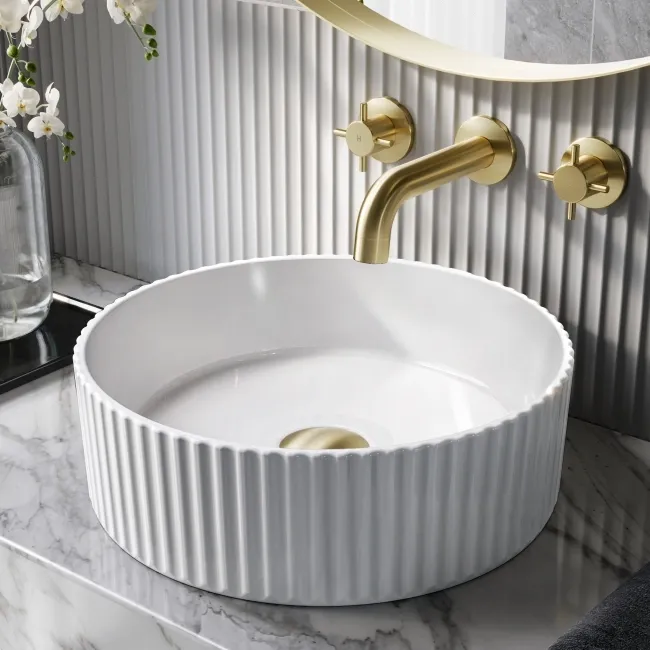 Nevis Fluted Round Counter Top Basin 360mm