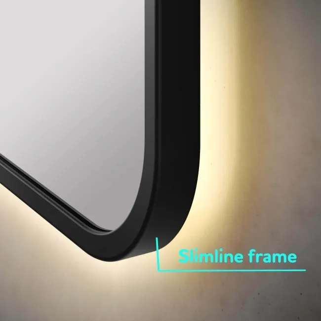 Mila Black Framed Backlit llluminated LED Mirror 800x600mm