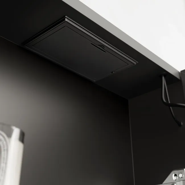 Esme Battery Operated Matt Black Illuminated LED Mirror Cabinet 700x600mm