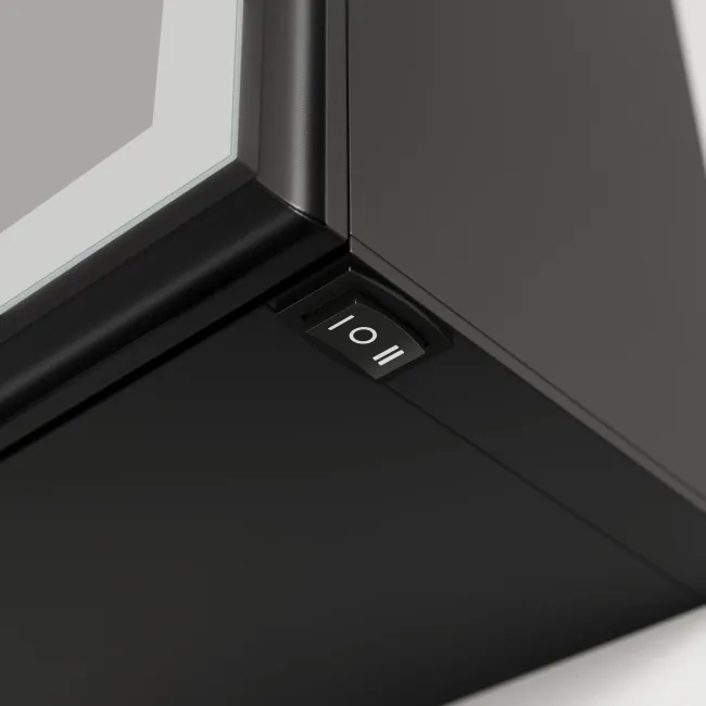 Esme Battery Operated Matt Black Illuminated LED Mirror Cabinet 700x600mm