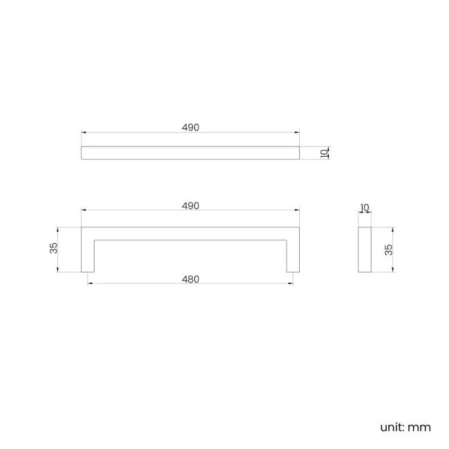 Brushed Brass Handle for Elba Wall Hung Drawer Vanity 800mm