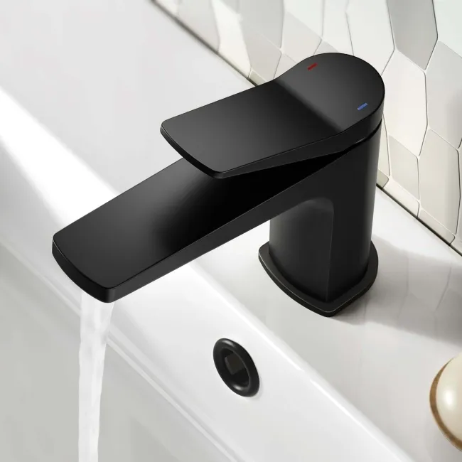 Aire Matt Black Basin & Bath Mixer Tap Set