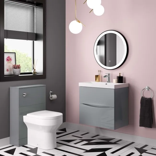 Austin Stone Grey Basin Drawer Vanity 600mm and Denver Back To Wall Toilet Set