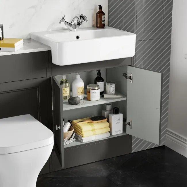 Monaco Graphite Grey Combination Vanity Basin with Marble Top & Atlanta Toilet 1200mm