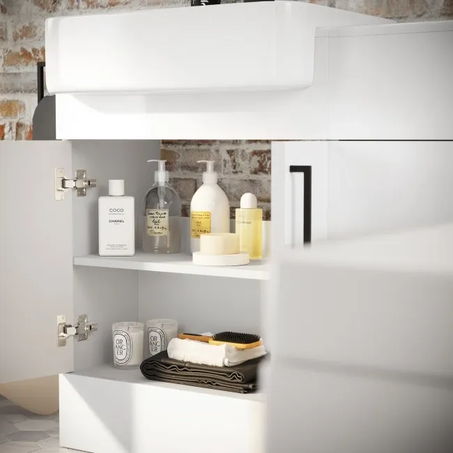 Harper Gloss White Combination Vanity Basin and Atlanta Toilet 1200mm - Black Accents