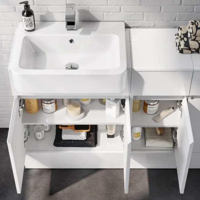 Foster Gloss White Combination Vanity Basin and Houston Toilet 1500mm