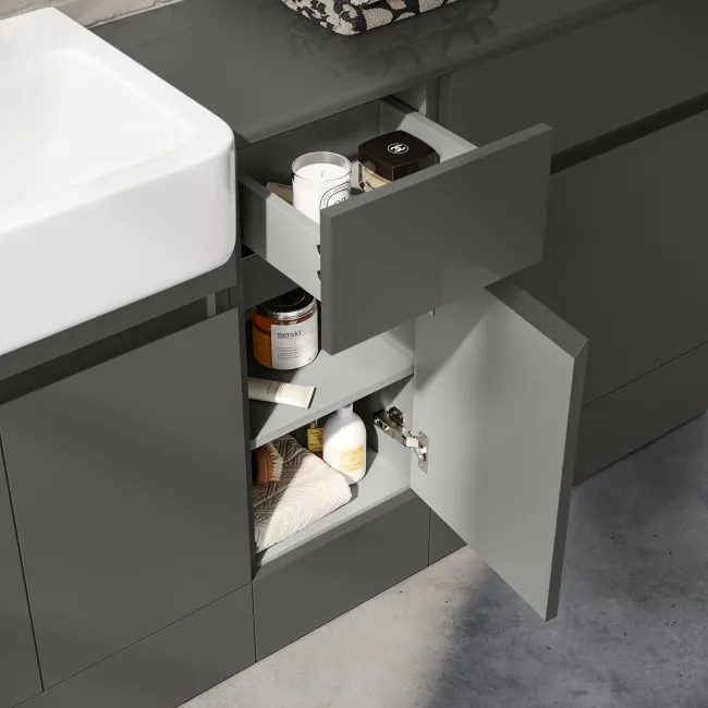 Foster Tungsten Grey Combination Vanity Basin with Marble Top & Boston Toilet 1500mm