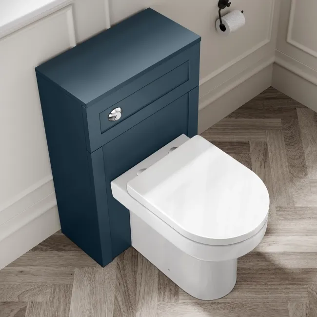 Milos Navy Blue Combination Vanity Basin and Denver Toilet 1000mm - Chrome Handles