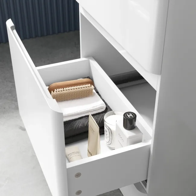 100% Waterproof - Corsica Gloss White PVC Slimline Basin Drawer Vanity 500mm