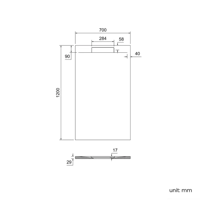 Tokyo Rectangular Matt Grey Slate Texture Stone Shower Tray 1200x700mm