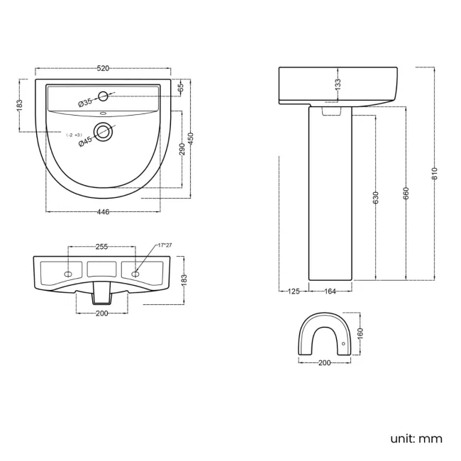 Dunn Pedestal Basin 520mm