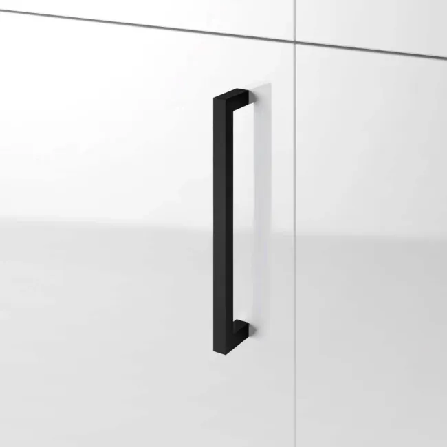 Harper Gloss White Side Cabinet Unit 300mm - Black Accents