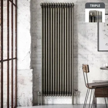 Athens Raw Metal Triple Column Vertical Traditional Radiator 1800x650mm