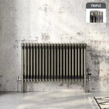 Athens Raw Metal Triple Column Horizontal Traditional Radiator 600x1010mm