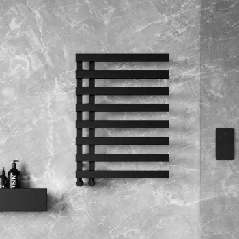 Palermo Matt Black Designer Heated Towel Rail 800x600mm