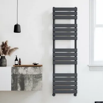 Santorini Anthracite Flat Panel Heated Towel Rail 1600x450mm