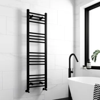 Barcelona Matt Black Straight Heated Towel Rail 1400x400mm