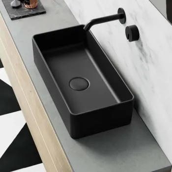 Cleveland Matt Black Rectangular Counter Top Basin 465mm