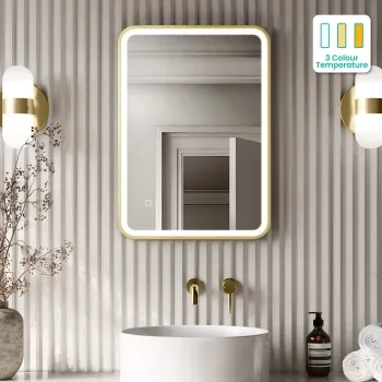Mila Brushed Brass Illuminated LED Mirror 700x500mm