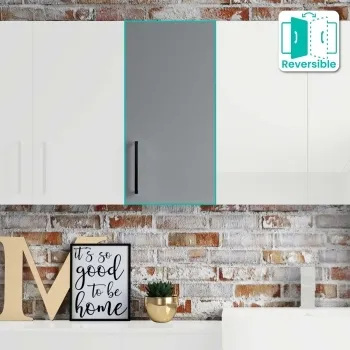 Harper Stone Grey Wall Hung Cabinet 600x300mm - Black Accents